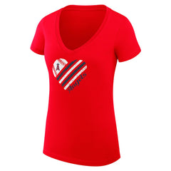 Los Angeles Angels G-III 4Her by Carl Banks Women's Super-Slim Fit Lightweight Heart V-Neck T-Shirt - Red T-shirts