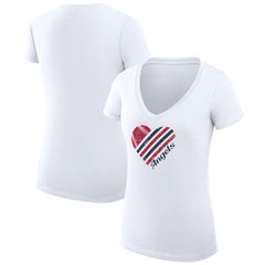 Los Angeles Angels G-III 4Her by Carl Banks Women's Super-Slim Fit Lightweight Heart V-Neck T-Shirt - White T-shirts