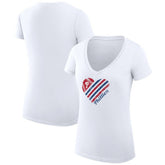 Philadelphia Phillies G-III 4Her by Carl Banks Women's Super-Slim Fit Lightweight Heart V-Neck T-Shirt - White T-shirts