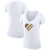 San Diego Padres G-III 4Her by Carl Banks Women's Super-Slim Fit Lightweight Heart V-Neck T-Shirt - White T-shirts