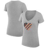 San Francisco Giants G-III 4Her by Carl Banks Women's Super-Slim Fit Lightweight Heart V-Neck T-Shirt - Heather Gray T-shirts
