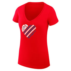 Texas Rangers G-III 4Her by Carl Banks Women's Super-Slim Fit Lightweight Heart V-Neck T-Shirt - Red T-shirts