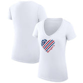 Texas Rangers G-III 4Her by Carl Banks Women's Super-Slim Fit Lightweight Heart V-Neck T-Shirt - White T-shirts