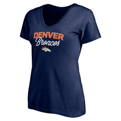 Denver Broncos Women's Depth Chart V-Neck T-Shirt Navy