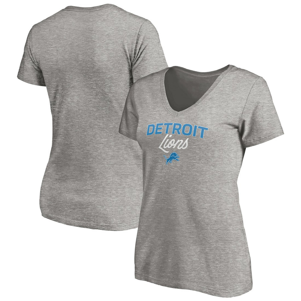 Detroit Lions Women's Depth Chart V-Neck T-Shirt Gray