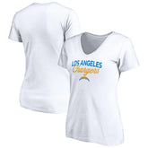 Los Angeles Chargers Women's Depth Chart V-Neck T-Shirt White