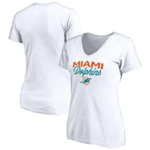 Miami Dolphins Women's Depth Chart V-Neck T-Shirt White