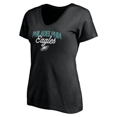 Philadelphia Eagles Women's Depth Chart V-Neck T-Shirt Black