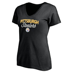 Pittsburgh Steelers Women's Depth Chart V-Neck T-Shirt Black