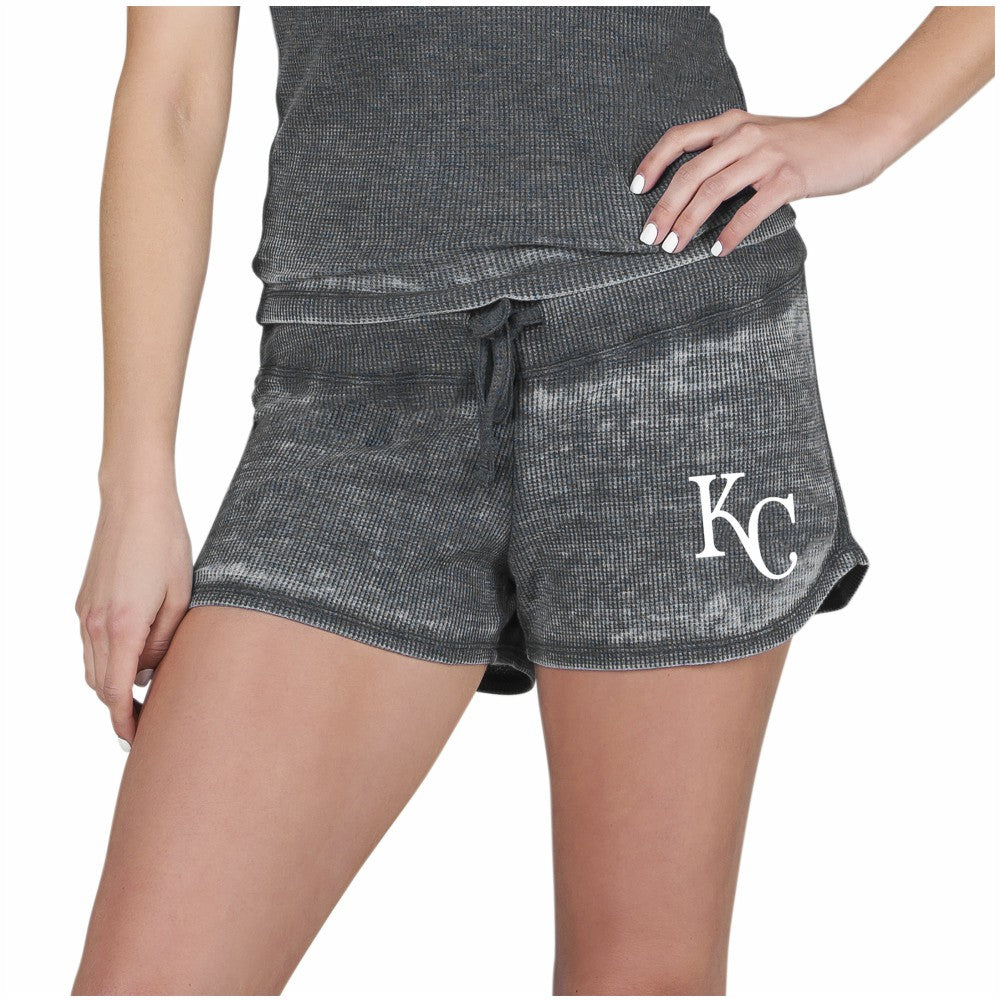 Kansas City Royals Concepts Sport Women's Resurgence Waffle Knit Shorts - Charcoal Shorts