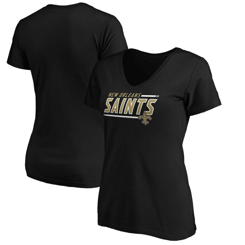 New Orleans Saints Women's Mascot In Bounds V-Neck T-Shirt Black