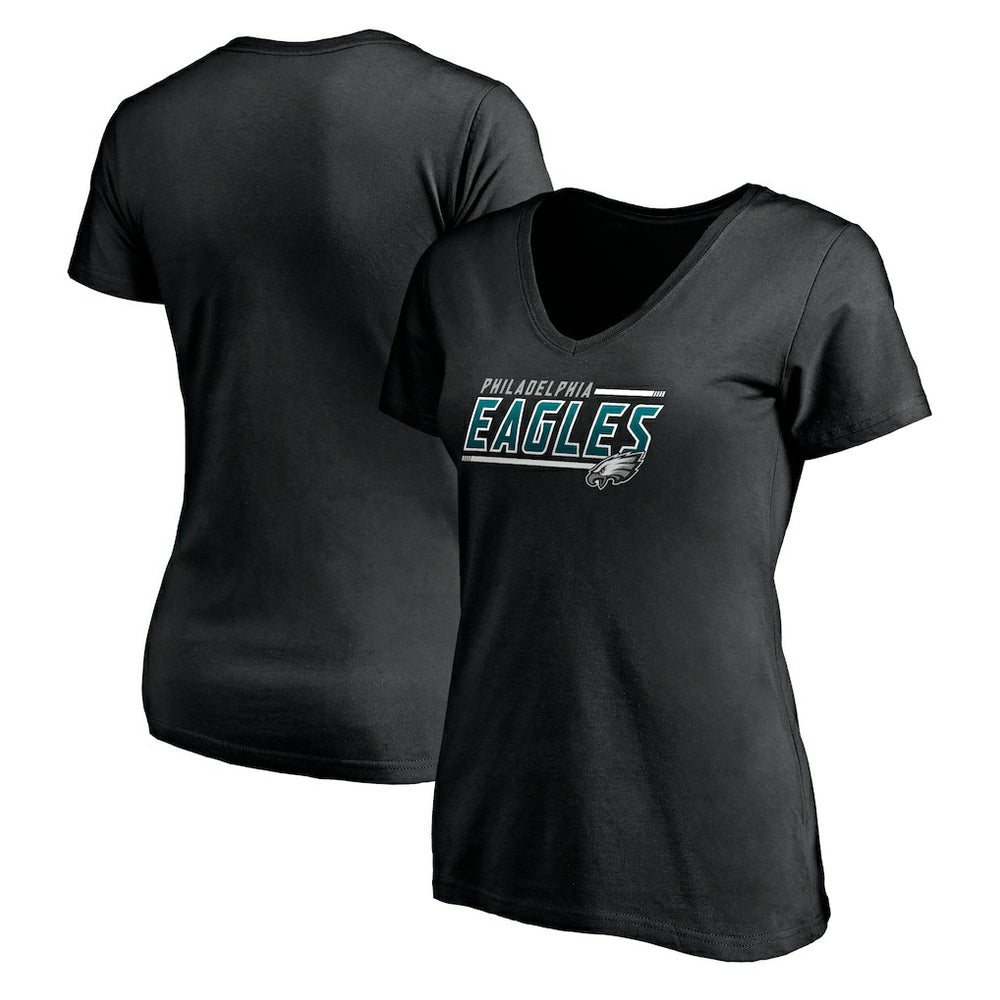 Philadelphia Eagles Women's Mascot In Bounds V-Neck T-Shirt Black