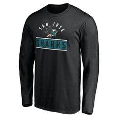 NHL San Jose Sharks Team Arch Knockout Long Sleeve T-Shirt - Black