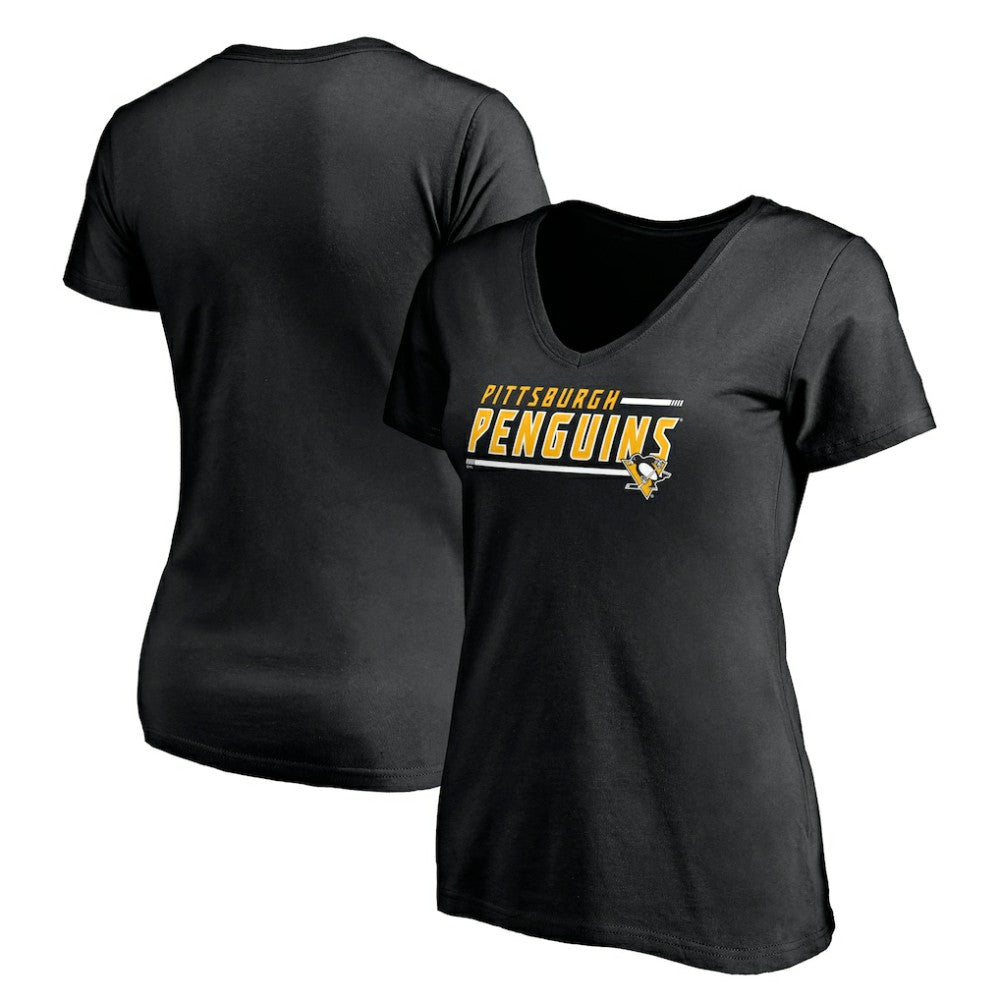 NHL Pittsburgh Penguins Women's Mascot In Bounds V-Neck T-Shirt - Black