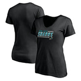 NHL San Jose Sharks Women's Mascot In Bounds V-Neck T-Shirt - Black