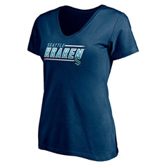NHL Seattle Kraken Women's Mascot In Bounds V-Neck T-Shirt - Deep Sea Blue