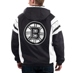 NHL Boston Bruins Starter x NHL Black Ice Home Team Half-Zip Pullover Hoodie - Black/White