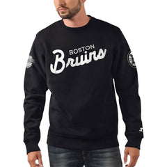 NHL Boston Bruins Starter x NHL Black Ice Cross Check Pullover Sweatshirt - Black