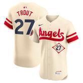 MLB Mike Trout Los Angeles Angels Nike City Connect Elite Player Jersey - Cream