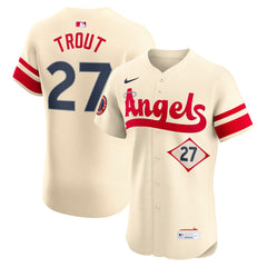 MLB Mike Trout Los Angeles Angels Nike City Connect Elite Player Jersey - Cream