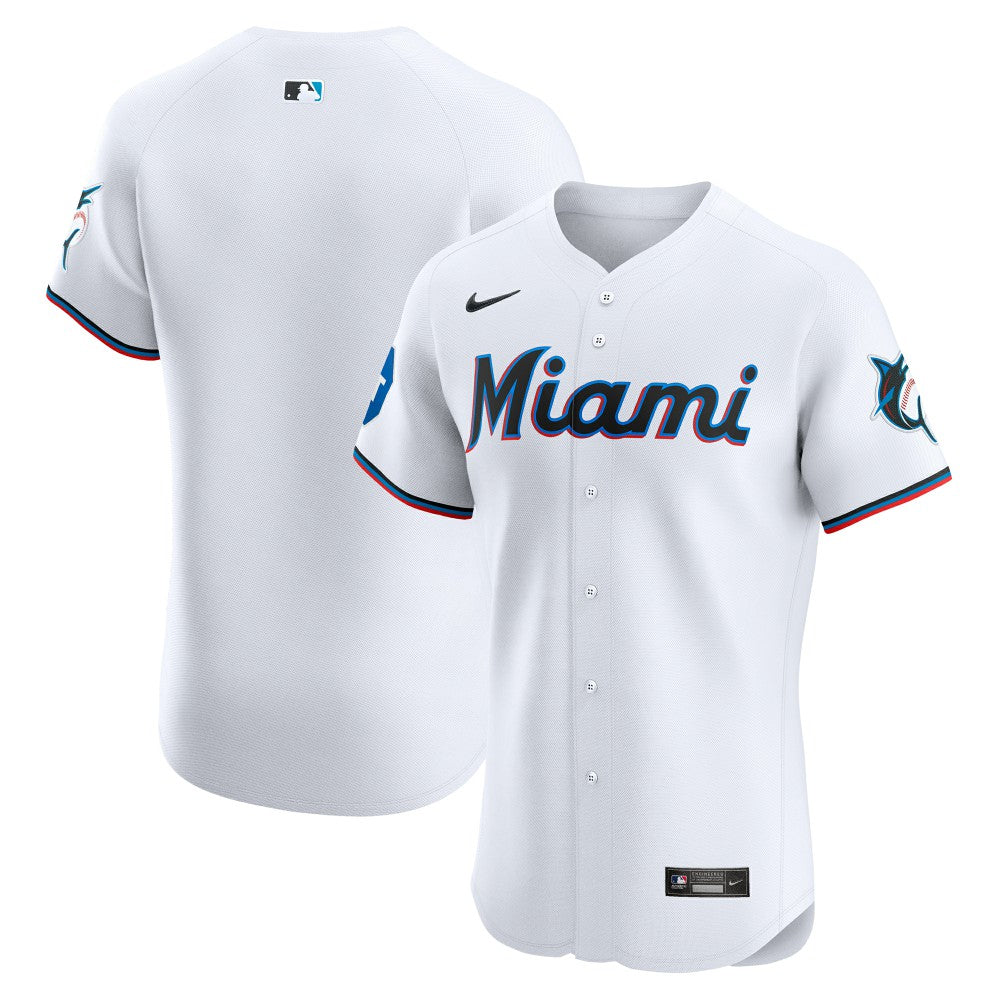 MLB Miami Marlins Nike Home Elite Patch Jersey - White