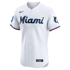 MLB Miami Marlins Nike Home Elite Patch Jersey - White