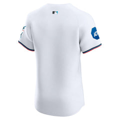 MLB Miami Marlins Nike Home Elite Patch Jersey - White