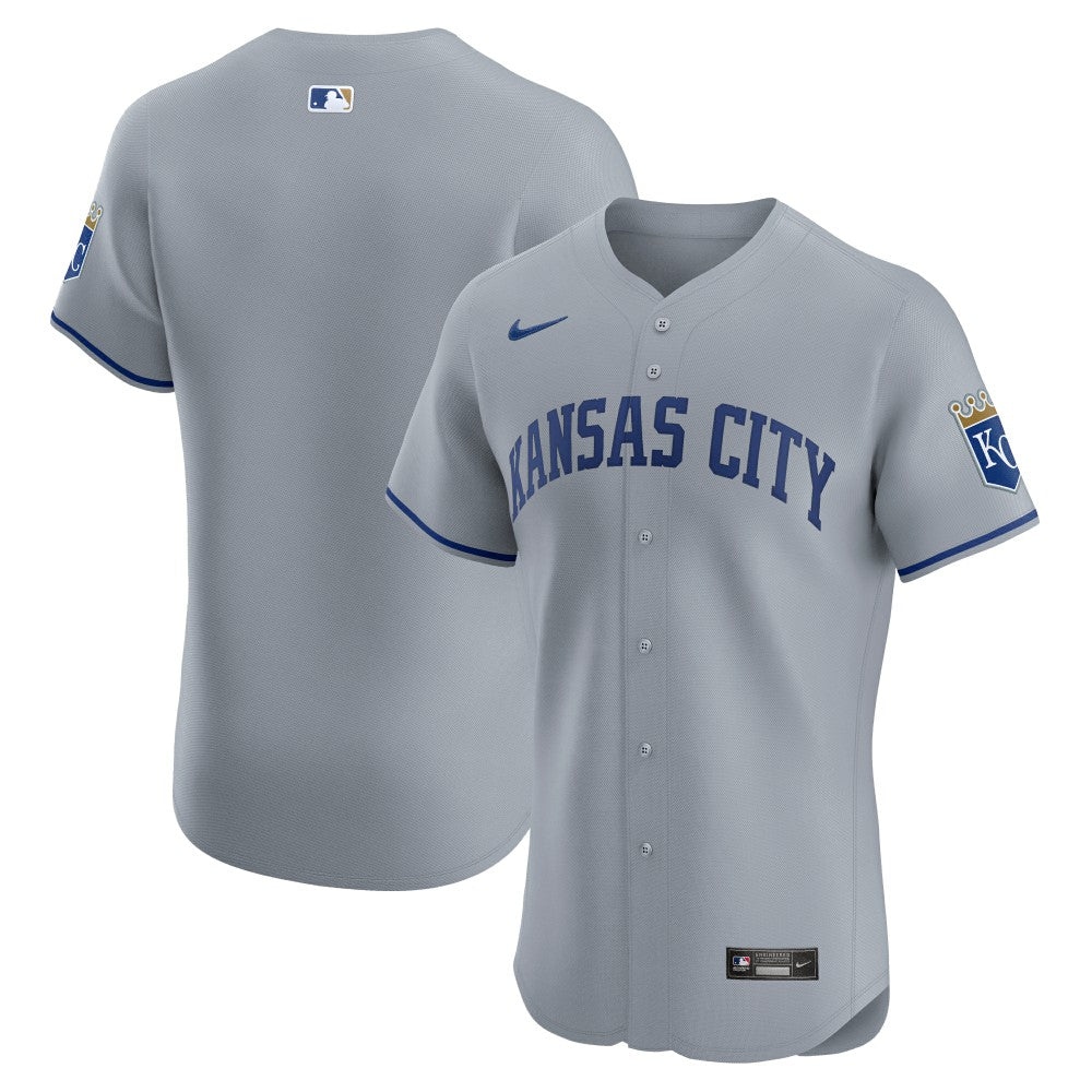 MLB Kansas City Royals Nike Road Vapor Premier Elite Patch Jersey - Gray