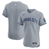 MLB Kansas City Royals Nike Road Vapor Premier Elite Patch Jersey - Gray