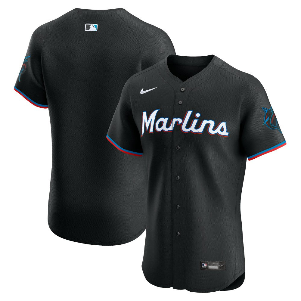 MLB Miami Marlins Nike Alternate Vapor Premier Elite Patch Jersey - Black