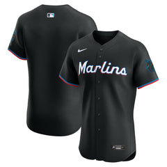 MLB Miami Marlins Nike Alternate Vapor Premier Elite Patch Jersey - Black