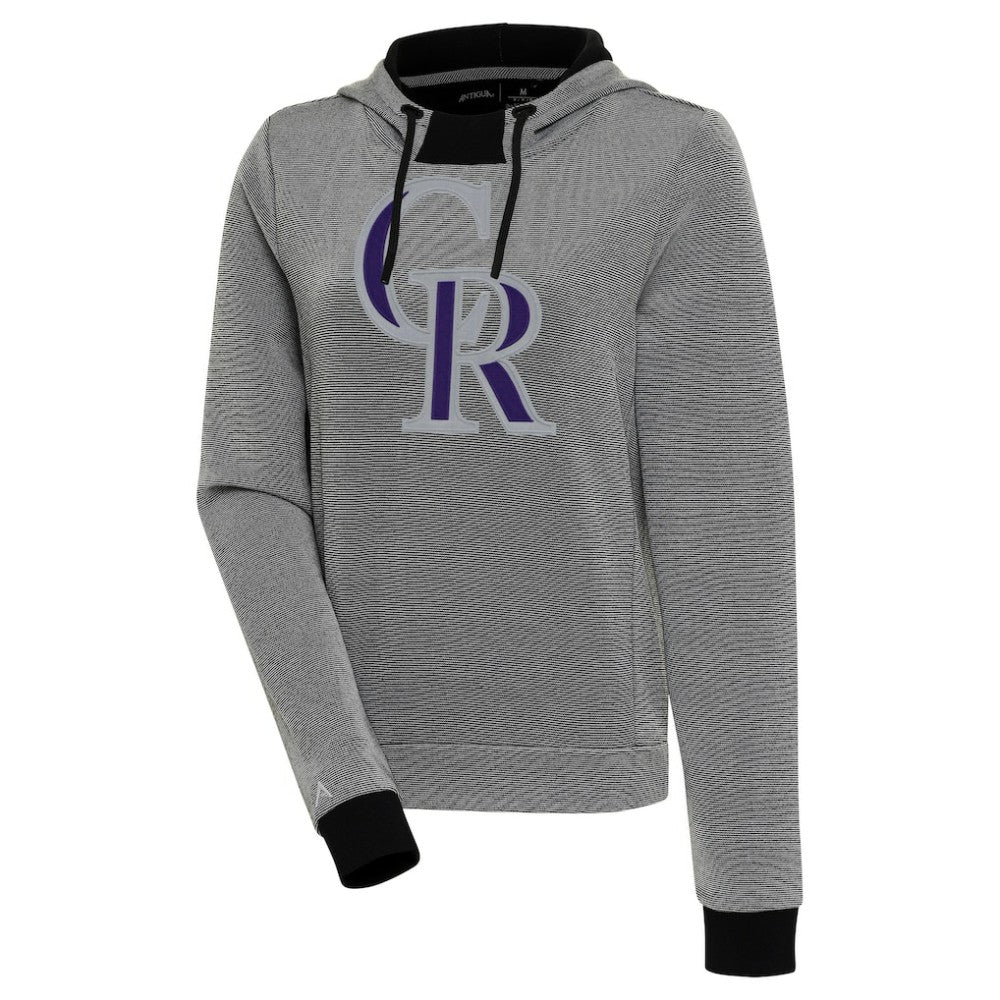 Colorado Rockies Antigua Women's Axe Bunker Tri-Blend Pullover Hoodie - Black/White Hoodies