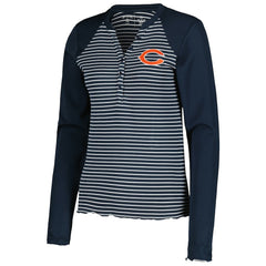 Chicago Bears Antigua Women's Maverick Waffle Henley Long Sleeve T-Shirt Navy
