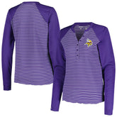 Minnesota Vikings Antigua Women's Maverick Waffle Henley Long Sleeve T-Shirt Purple