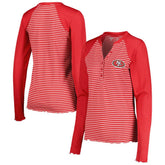 San Francisco 49ers Antigua Women's Maverick Waffle Henley Long Sleeve T-Shirt Scarlet