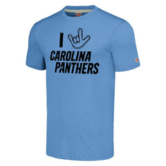 Carolina Panthers Homage Unisex The NFL ASL Collection by Love Sign Tri-Blend T-Shirt Light Blue