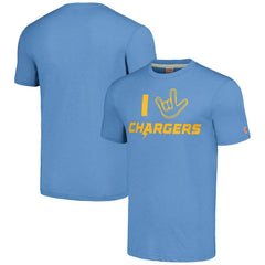 Los Angeles Chargers Homage Unisex The NFL ASL Collection by Love Sign Tri-Blend T-Shirt Powder Blue