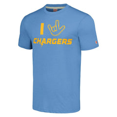 Los Angeles Chargers Homage Unisex The NFL ASL Collection by Love Sign Tri-Blend T-Shirt Powder Blue