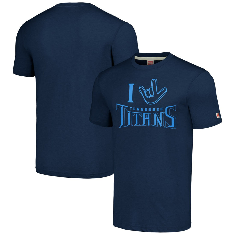 Tennessee Titans Homage Unisex The NFL ASL Collection by Love Sign Tri-Blend T-Shirt Navy