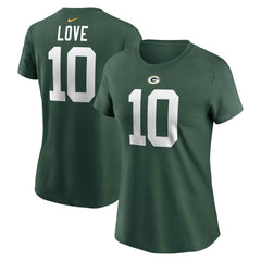 Jordan Love Green Bay Packers Women's Player Name & Number T-Shirt Green