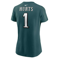 Jalen Hurts Philadelphia Eagles Women's Player Name & Number T-Shirt Midnight Green