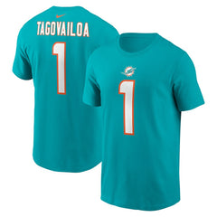 Tua Tagovailoa Miami Dolphins Player Name & Number T-Shirt Aqua