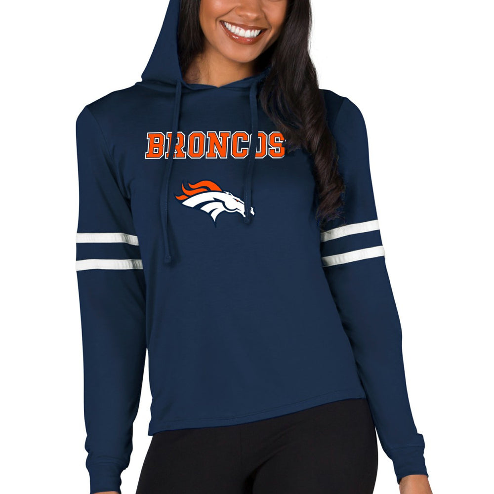 Denver Broncos Concepts Sport Women's Marathon Lightweight Lounge Pullover Hoodie Navy