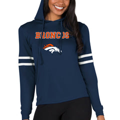Denver Broncos Concepts Sport Women's Marathon Lightweight Lounge Pullover Hoodie Navy