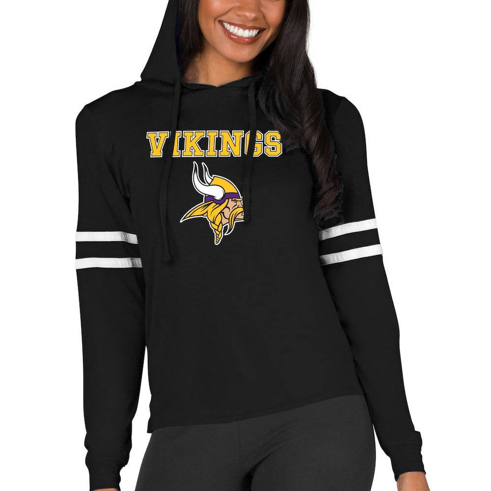 Minnesota Vikings Concepts Sport Women's Marathon Lightweight Lounge Pullover Hoodie Black