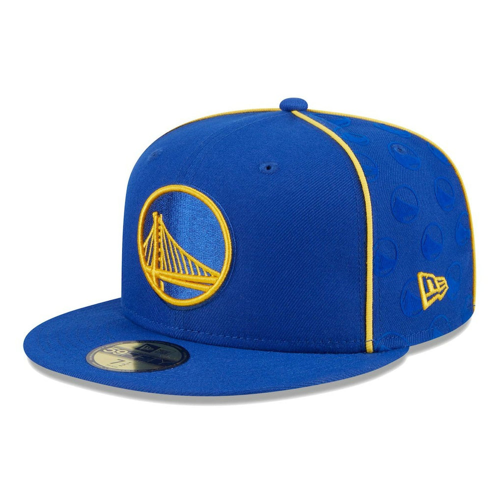 Golden State Warriors Piped & Flocked 59Fifty Fitted Hat Royal