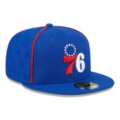 Philadelphia 76ers Piped & Flocked 59Fifty Fitted Hat Royal