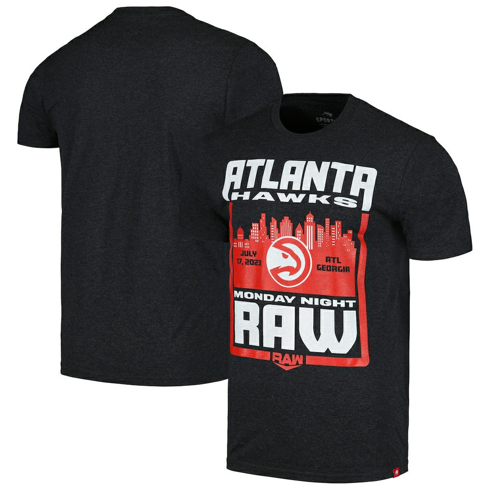 Sportiqe Monday Night RAW x Atlanta Hawks Tri-Blend T-Shirt Black