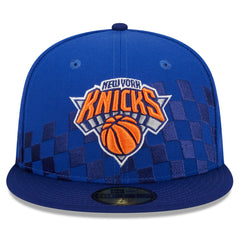 New York Knicks Rally Drive Checkerboard 59FIFTY Crown Fitted Hat Blue