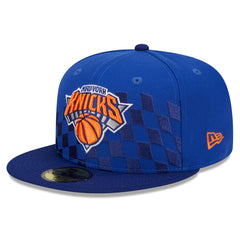 New York Knicks Rally Drive Checkerboard 59FIFTY Crown Fitted Hat Blue